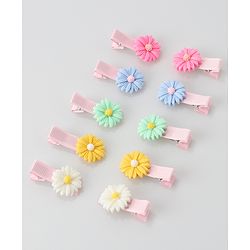Babyhug Hair Pins And Clips Flower Applique Pack of 10 - Multicolour