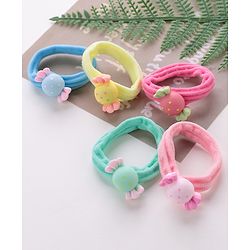 Babyhug Rubber Bands & Scrunchies Sets Candy Applique Pack of 5 - Multicolour