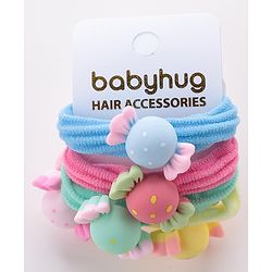 Babyhug Rubber Bands & Scrunchies Sets Candy Applique Pack of 5 - Multicolour