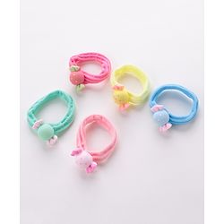 Babyhug Rubber Bands & Scrunchies Sets Candy Applique Pack of 5 - Multicolour