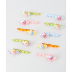 Babyhug Hair Pins And Clips Strawberry Applique Pack of 10 - Multicolour