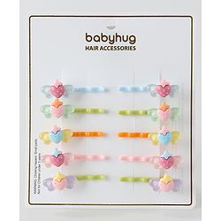 Babyhug Hair Pins And Clips Strawberry Applique Pack of 10 - Multicolour