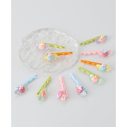 Babyhug Hair Pins And Clips Strawberry Applique Pack of 10 - Multicolour
