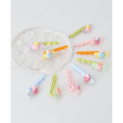 Babyhug Hair Pins And Clips Strawberry Applique Pack of 10 - Multicolour