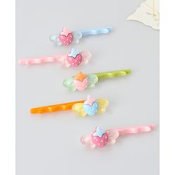 Babyhug Hair Pins And Clips Strawberry Applique Pack of 10 - Multicolour
