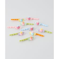 Babyhug Hair Pins And Clips Strawberry Applique Pack of 10 - Multicolour