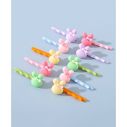 Babyhug Hair Pins And Clips Bunny Applique Pack of 10 - Multicolour