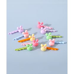 Babyhug Hair Pins And Clips Bunny Applique Pack of 10 - Multicolour