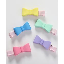 Babyhug Hair Pins And Clips with Bow Applique Free Size Pack of 5 - Multicolour