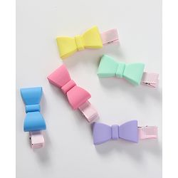 Babyhug Hair Pins And Clips with Bow Applique Free Size Pack of 5 - Multicolour