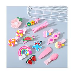 Babyhug Hair Pins And Clips Combo Pack of 14  -  Pink