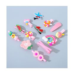 Babyhug Hair Pins And Clips Combo Pack of 14  -  Pink