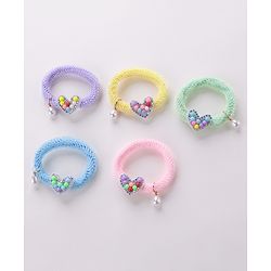 Babyhug Rubber Bands & Scrunchies Sets Heart Applique Pack of 5 - Multicolour
