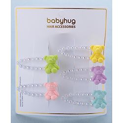 Babyhug Snap Clips Teddy Design Pack of 5 - Multicolour