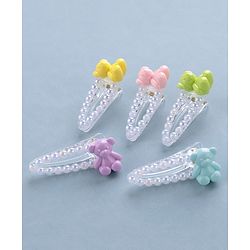 Babyhug Snap Clips Teddy Design Pack of 5 - Multicolour