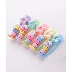 Babyhug Hair Pins And Clips with Flower Applique Pack of 5 - Multicolour