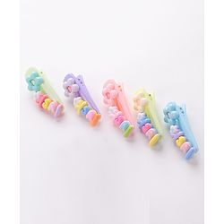 Babyhug Hair Pins And Clips with Flower Applique Pack of 5 - Multicolour