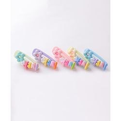 Babyhug Hair Pins And Clips with Flower Applique Pack of 5 - Multicolour