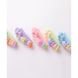 Babyhug Hair Pins And Clips with Flower Applique Pack of 5 - Multicolour