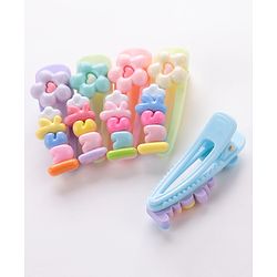 Babyhug Hair Pins And Clips with Flower Applique Pack of 5 - Multicolour