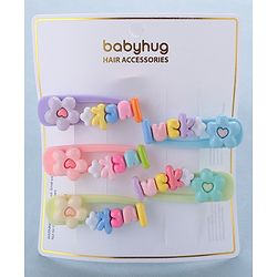 Babyhug Hair Pins And Clips with Flower Applique Pack of 5 - Multicolour