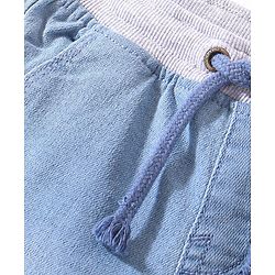 Babyhug Denim Full Length Cut & Sew Washed Stretchable Joggers - Blue