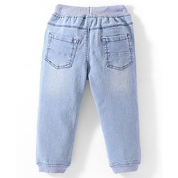 Babyhug Denim Full Length Washed Stretchable Joggers - Light Blue
