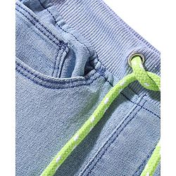 Babyhug Denim Full Length Washed Stretchable Joggers - Light Blue