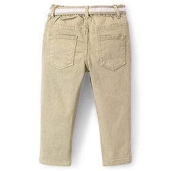 Babyhug Denim Washed Full Length Jeans With Stretch Solid Colour - Light Olive
