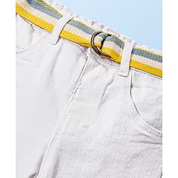 Babyhug Denim Washed Full Length Jeans With Stretch Solid Colour -White