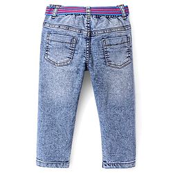 Babyhug Denim Washed Full Length Jeans With Stretch Solid Colour - Blue