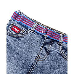 Babyhug Denim Washed Full Length Jeans With Stretch Solid Colour - Blue