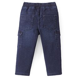 Babyhug Denim Full Length Washed Stretchable Jeans - Dark Blue