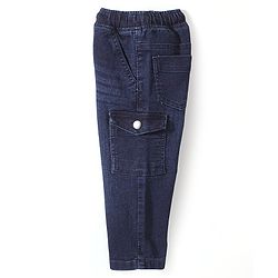 Babyhug Denim Full Length Washed Stretchable Jeans - Dark Blue