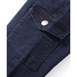 Babyhug Denim Full Length Washed Stretchable Jeans - Dark Blue