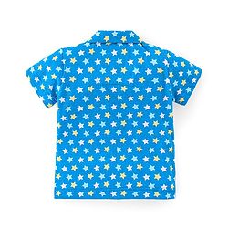 Babyhug Cotton Knit Half Sleeves Night Suit With Star Print - Blue