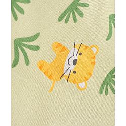 Babyhug Single Jersey Knit Half Sleeves Night Suit With Wild Animal Print - Green