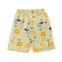 Babyhug Single Jersey Knit Half Sleeves Night Suit With Wild Animal Print - Green