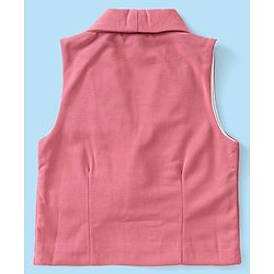 Babyhug Knit Full Sleeves Solid Color Party Suit with Stretch Waistcoat & Cap - White & Pink