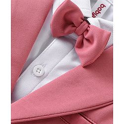 Babyhug Knit Full Sleeves Solid Color Party Suit with Stretch Waistcoat & Cap - White & Pink
