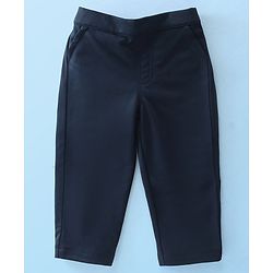 Babyhug Knit Full Sleeves Solid Color Party Suit with Stretch Waistcoat & Cap - Navy Blue & White