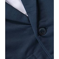 Babyhug Knit Full Sleeves Solid Color Party Suit with Stretch Waistcoat & Cap - Navy Blue & White