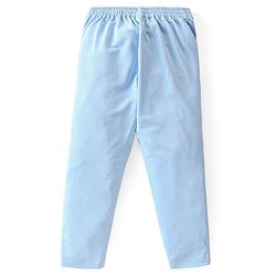 Babyhug Knit Full Sleeves Solid Color Party Suit with Stretch Waistcoat & Cap - White & Sky Blue