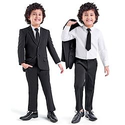 Babyhug Full Sleeves Stretch Party Suit Solid Colour - White & Black