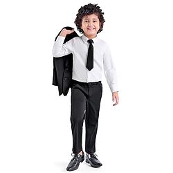 Babyhug Full Sleeves Stretch Party Suit Solid Colour - White & Black