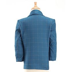Babyhug Full Sleeves Stretch Party Suit Checkered - White & Royal Blue
