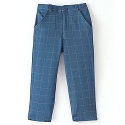 Babyhug Full Sleeves Stretch Party Suit Checkered - White & Royal Blue