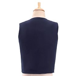 Babyhug Full Sleeves Solid Colour 3 Pieces Party Suit with Stretch - White & Navy Blue