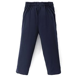 Babyhug Full Sleeves Solid Colour 3 Pieces Party Suit with Stretch - White & Navy Blue