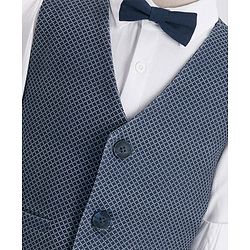 Babyhug  Full Sleeves Stretch Party Suit  with Bow - White & Royal Blue